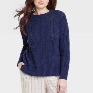 A New Day Women's Navy Crewneck Tunic Pullover Sweater‎